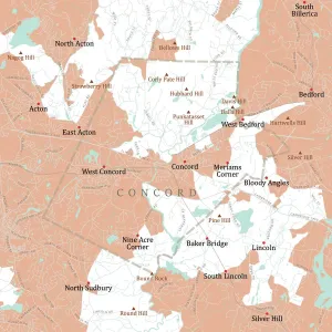 Digital City Maps USA Stampe: MA Middlesex Concord Vector Road Map
