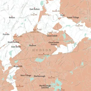 Massachusetts County Map Stampe: MA Middlesex Hudson Vector Road Map