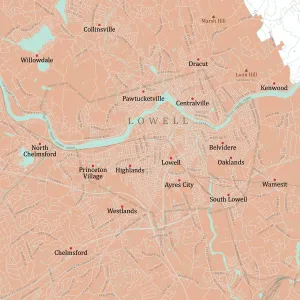 MA Middlesex Lowell Vector Road Map