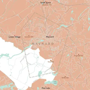 Massachusetts Vector Map Stampe: MA Middlesex Maynard Vector Road Map
