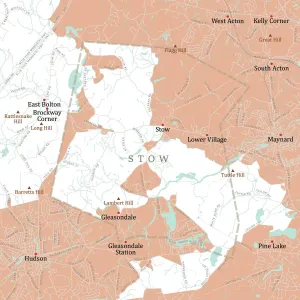 Massachusetts County Map Stampe: MA Middlesex Stow Vector Road Map