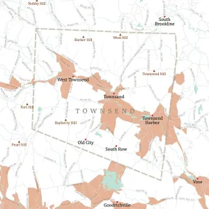 Massachusetts County Map Stampe: MA Middlesex Townsend Vector Road Map