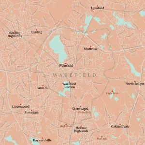 MA Middlesex Wakefield Vector Road Map