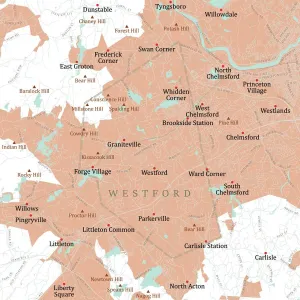 Middlesex Stampe: MA Middlesex Westford Vector Road Map