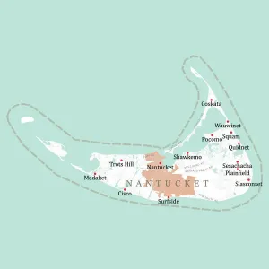 Digital Cartography Design Stampe: MA Nantucket Vector Road Map