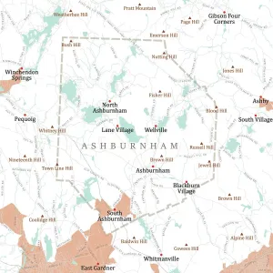 Vector City Maps USA Stampe: MA Worcester Ashburnham Vector Road Map