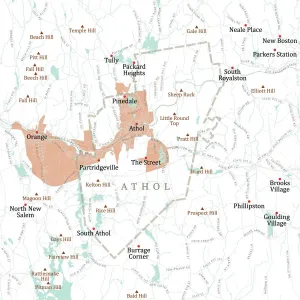 Digital City Maps USA Stampe: MA Worcester Athol Vector Road Map