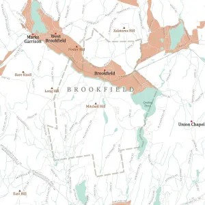 Massachusetts Vector Map Stampe: MA Worcester Brookfield Vector Road Map