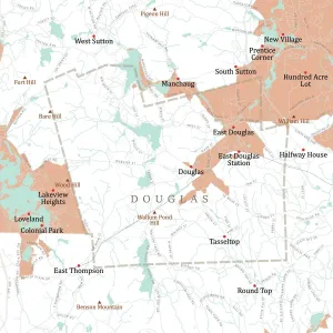 Vector City Maps USA Stampe: MA Worcester Douglas Vector Road Map