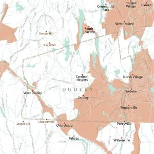 Massachusetts Vector Map Stampe: MA Worcester Dudley Vector Road Map