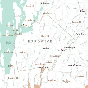 Digital City Maps USA Stampe: MA Worcester Hardwick Vector Road Map
