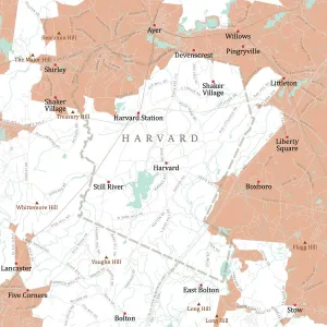 Massachusetts Vector Map Stampe: MA Worcester Harvard Vector Road Map