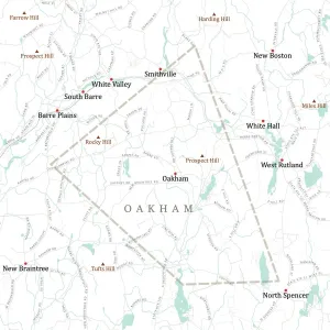 Digital Cartography Design Stampe: MA Worcester Oakham Vector Road Map
