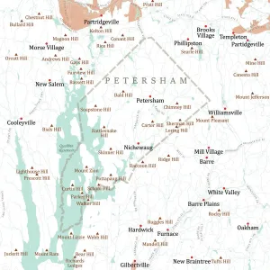Digital City Maps USA Stampe: MA Worcester Petersham Vector Road Map