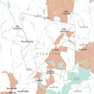 Digital Cartography Design Stampe: MA Worcester Sterling Vector Road Map