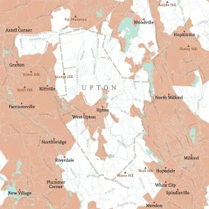 Vector City Maps USA Stampe: MA Worcester Upton Vector Road Map