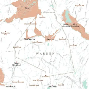 Massachusetts Vector Map Stampe: MA Worcester Warren Vector Road Map
