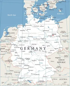 Germania Stampe: Mappa della Germania - Vettoriale.