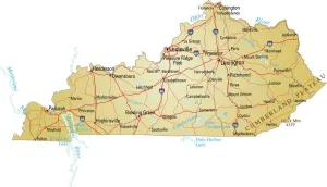 Opere D'arte Fotorealistiche Stampe: Mappa del Kentucky.