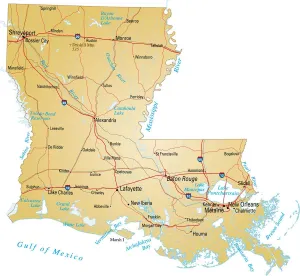 Louisiana Map Stampe: Map of Louisiana