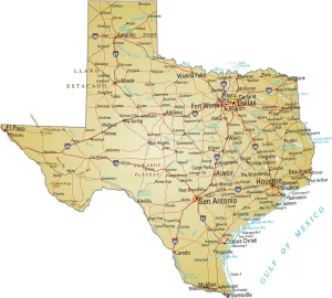 Mappa del Texas.