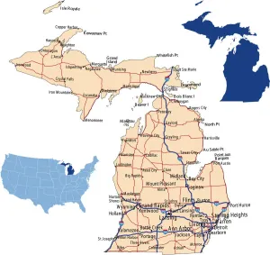Reference Maps For Design Stampe: Michigan road map