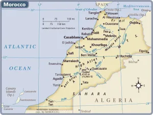 Mappa del paese Marocco.