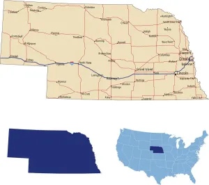 Vintage Style Road Maps Stampe: Nebraska road map