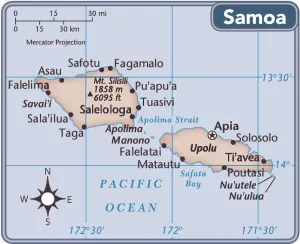 Stampe di Edizione 2011 Samoa Stampe: Mappa del paese Samoa.