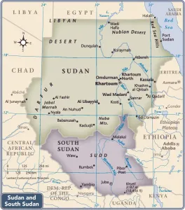 Stampe di Edizione 2011 Mappa Stampe: Mappa del paese Sudan.
