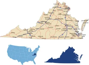 Reference Maps For Design Stampe: Virginia road map