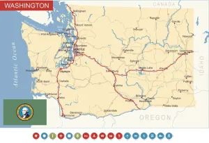 Mappa dello Stato di Washington - USA
