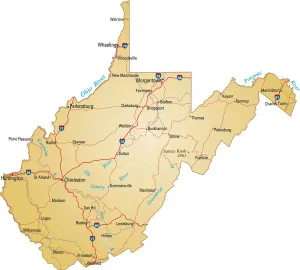 Vector Map Illustration Stampe: West Virginia
