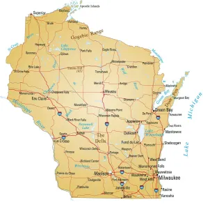 Map Illustrations For Sale Stampe: Wisconsin