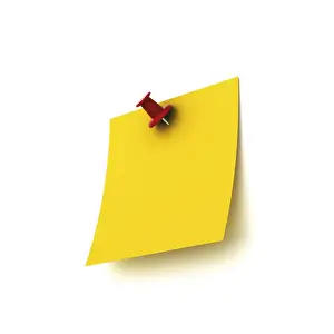 Computer Graphic Design Stampe: Note with a push pin, 3D rendering