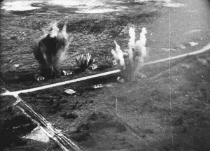 World War II Aerial Photography Stampe: Exploding Bombs