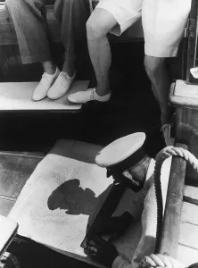 Black And White Sailboats Stampe: Plotting Course