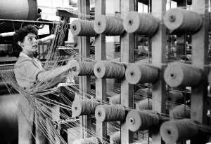 Black And White Industrial Photography Stampe: Spools Of Wool