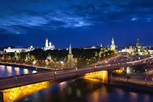 Moscow Oblast Landmarks Stampe: Red Square, elevated view of Kremlin