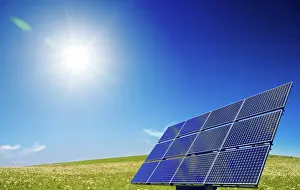 Eco Friendly Energy Stampe: Solar panel with sun
