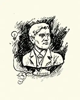 Vintage Woodcut Engravings Stampe: Thomas Edison