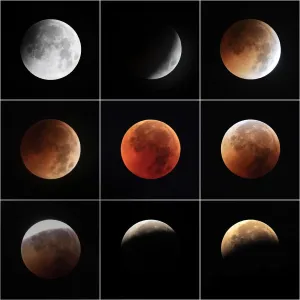 Stampe di nero, cinese, sintesi digitale, immagini, luce e effetto, bellezza naturale, parte di immagini a colori, eclissi lunare parziale, foto , spazio , la composizione , la corona , il giorno Tesoro Visivo Stampe: Eclissi totale della luna.