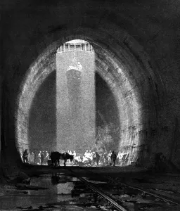 Tunnel Stampe: Asse di lavoro nella galleria di Kilsby 8 luglio 1937 La galleria si trova vicino al villaggio
