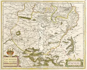 Theatrum Orbis Terrarum Stampe: Map of Thuringia (Germany) (etching, 1671)