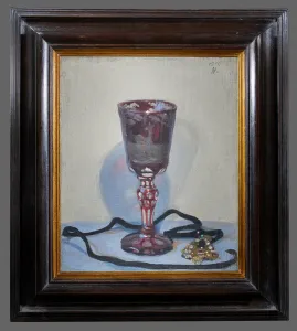 Colourful Still Life Stampe: The Ruby Glass, Signed and dated upper right, 1919 (oil on canvas board)