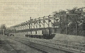 Civil Engineering History Stampe: Telpherage: Sussex Cement Company's wire rope railway at Glynde, Sussex, England, 1885