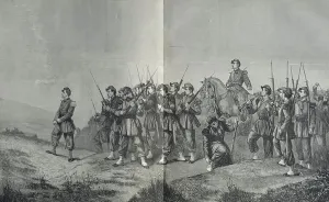 Engraved Historical Artwork Stampe: Before the Attack, 1870 (engraving)