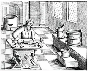 Copperplate Engraving Art History Stampe: Checking the quality of Saltpetre (Nitre)