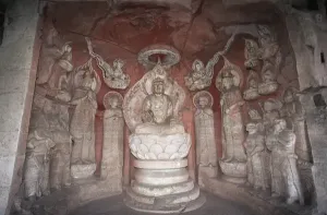 China UNESCO World Heritage Site Stampe: China, Chongqing, Dazu County, Mount Baoding, Dazu Rock Carvings, Stone sculptures