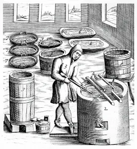 Food Preservation Methods Stampe: Crystallization of Saltpetre (Nitre, Potassium Nitrate, or KN03, 1574 (engraving)